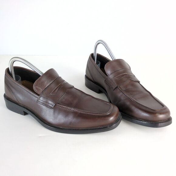 Cole Haan Men\'s 8 Brown Leather Classic Penny‎ Loafers Square Apron Toe Beefroll main image 7